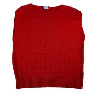 Vintage 80s Sweater Bazaar 3d Knit Textured Sweater Red Womens Vest Size Large L
